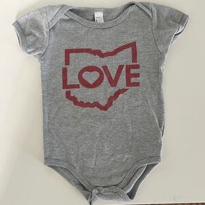 Gray CLE Clothing Company Ohio Cleveland Love Baby Bodysuit 6-12 Months